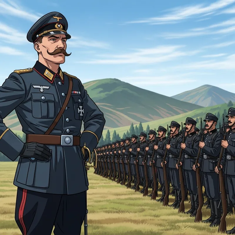 Austrian Officer Leading German Soldiers | Mustached Commander