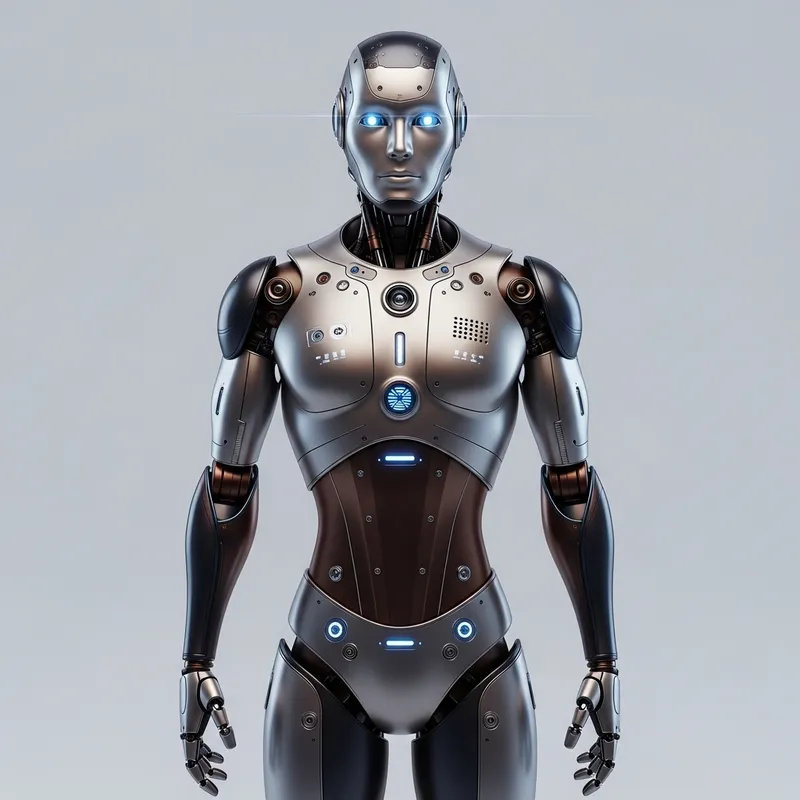Standing AI Robot: Futuristic Front View
