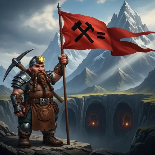 Ancient Folklore Miner with Red Equality Banner