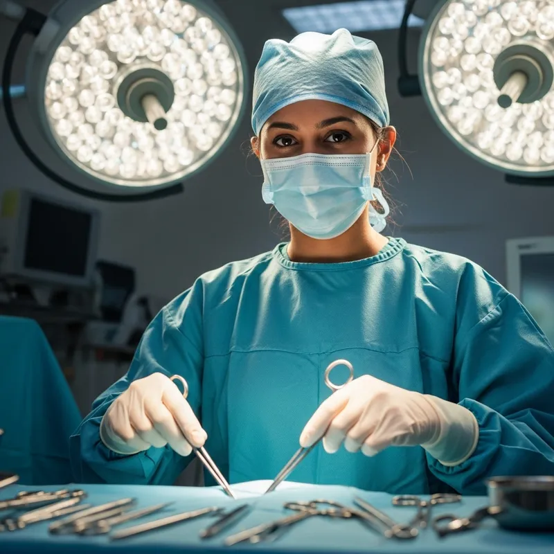 Experienced Female Surgeon in Modern Operating Room Experienced Female Surgeon in Modern Operating Room