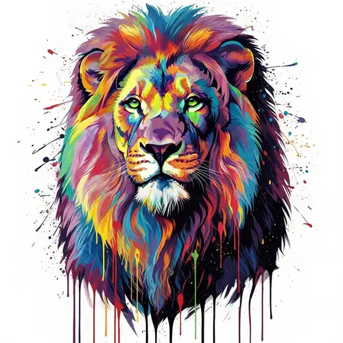 Vibrant Psychedelic Lion Art | Abstract Expressionism Inspired