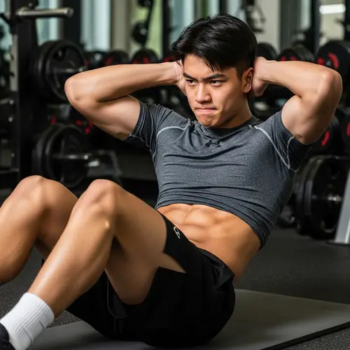 Physically Fit Asian Teenage Boy | Eight-Pack Abdominal Muscles