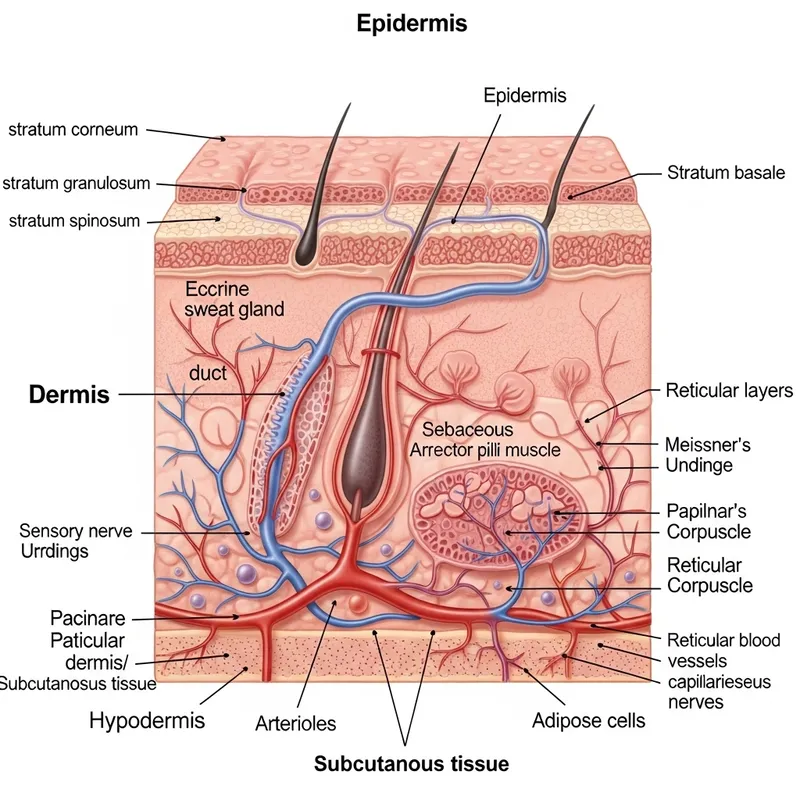 Cross Section of Human Skin - Detailed Illustration