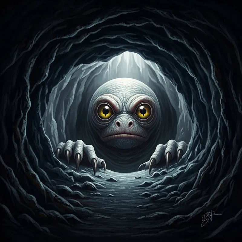Intriguing Cryptozoology-Inspired Cave Creature Art
