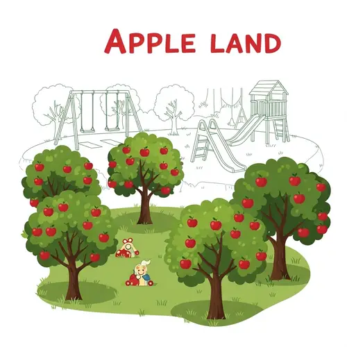 Apple Land: Child-Friendly Landscaped Realm with Vibrant Apple Trees