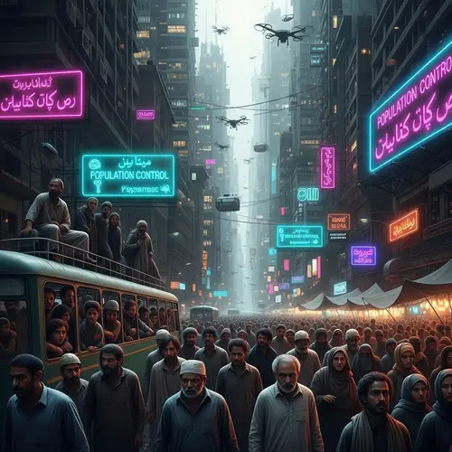 Overpopulated Futuristic City in Pakistan | Chaos & Urgency Art