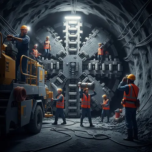 Hyper-Realistic 4K Mining Scene Illustration in Tunnel