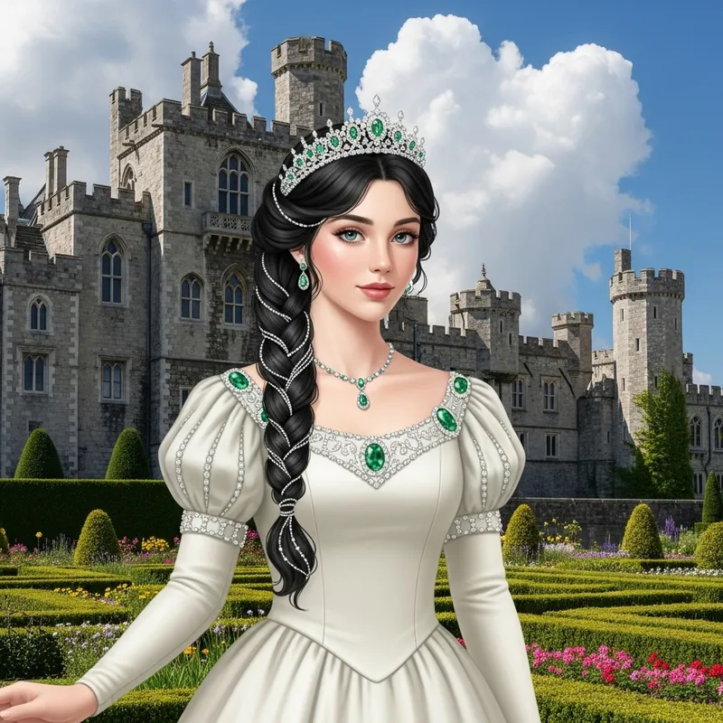 Enchanting Princess in Elegant Castle Garden