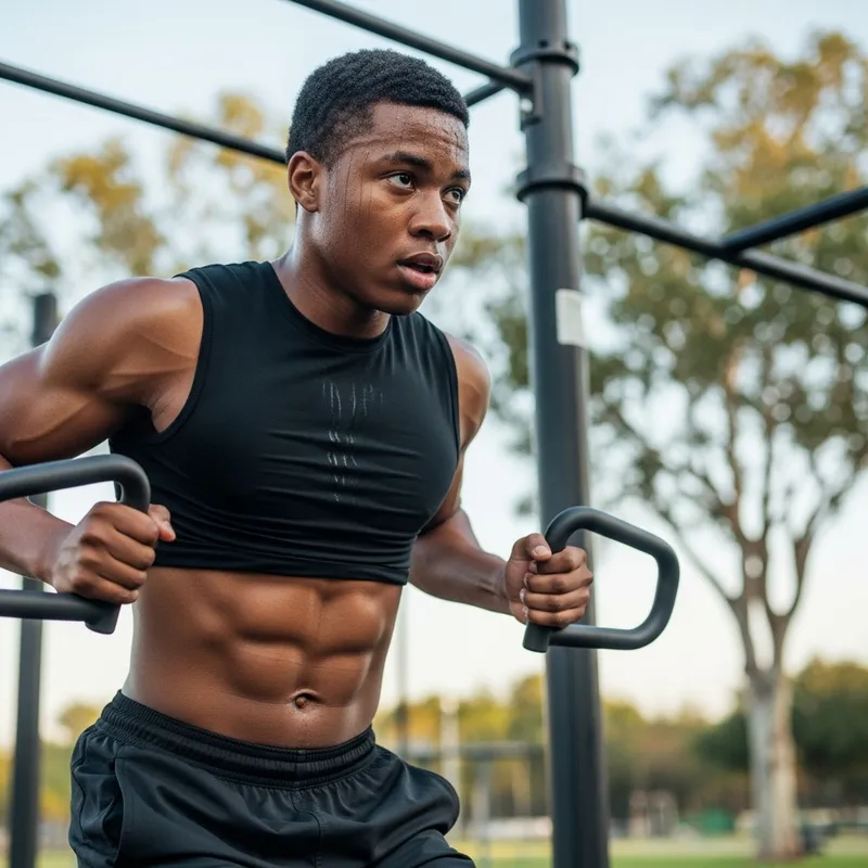 Muscle Teen Boy Training Outdoor Gym | Work Hard, Stay Fit