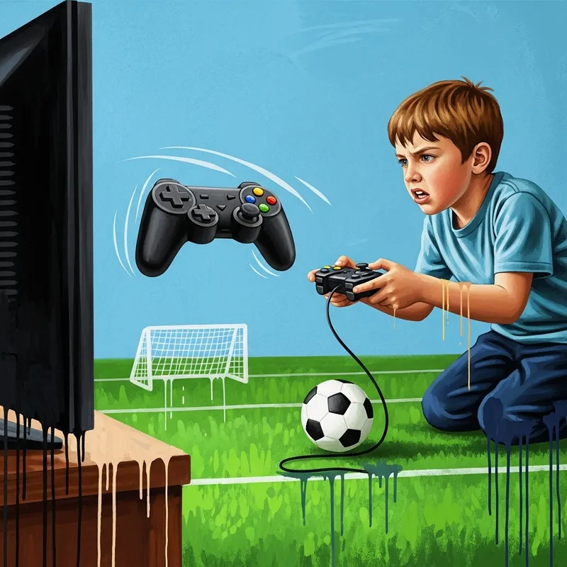 Younger Brother Smoking and Playing EA FC 24, Breaking Controller on TV - Drip Style