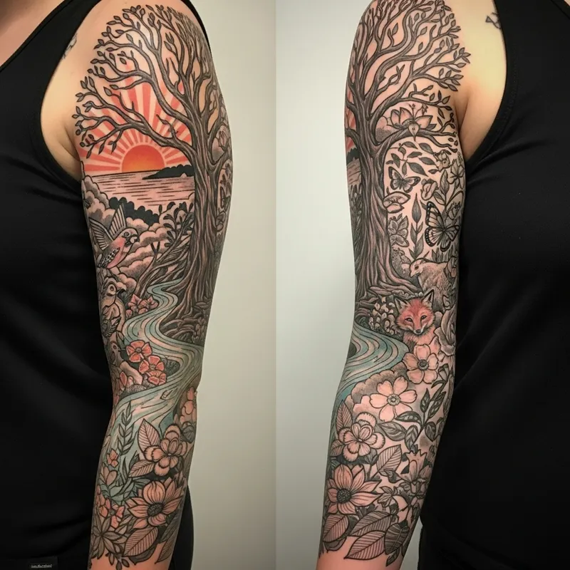 Intricate Tattoo Design Symbolizing Life for Left Arm | Various Motifs