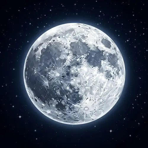 Realistic Full Moon Vector Image with Twinkling Stars