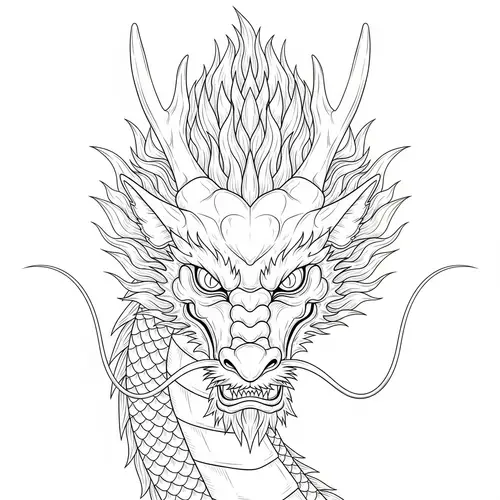 Stylized Chinese Dragon Illustration | Detailed Linear Drawing