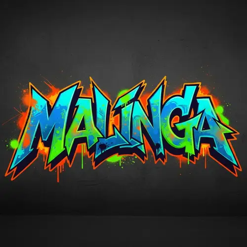 MALINGA Name Logo: Graffiti-Inspired Lettering with Urban Energy