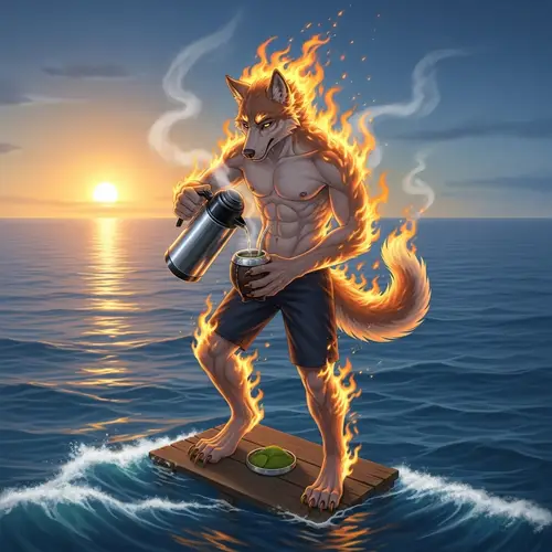 Flaming Wolf and Alonso Lookalike Enjoy Mate in Ocean