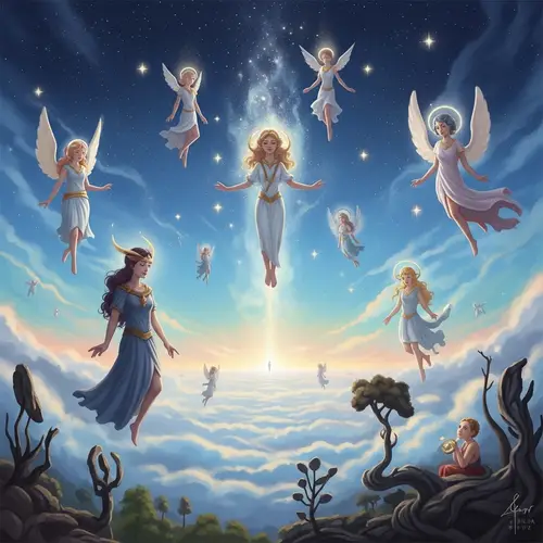 Celestial Beings in Star-Filled Universe | Ethereal Surreal Art