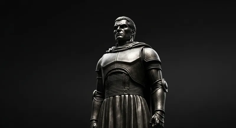 Stoic Statue Against Dark Background