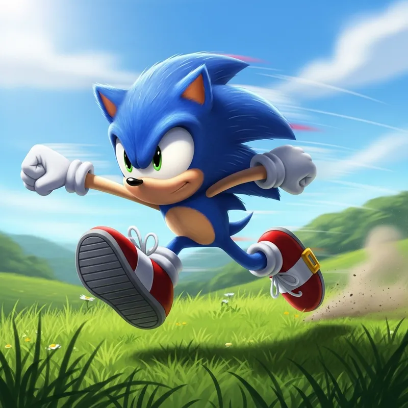 Fast Blue Anthro Creature | Lush Green Meadows