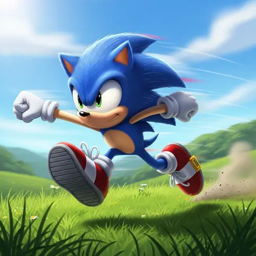 Speedy Blue Anthro Creature | Lush Green Meadows - Sunny Day