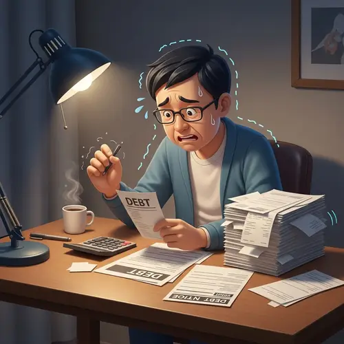 Worried Person Burdened with Debt | Animated Image