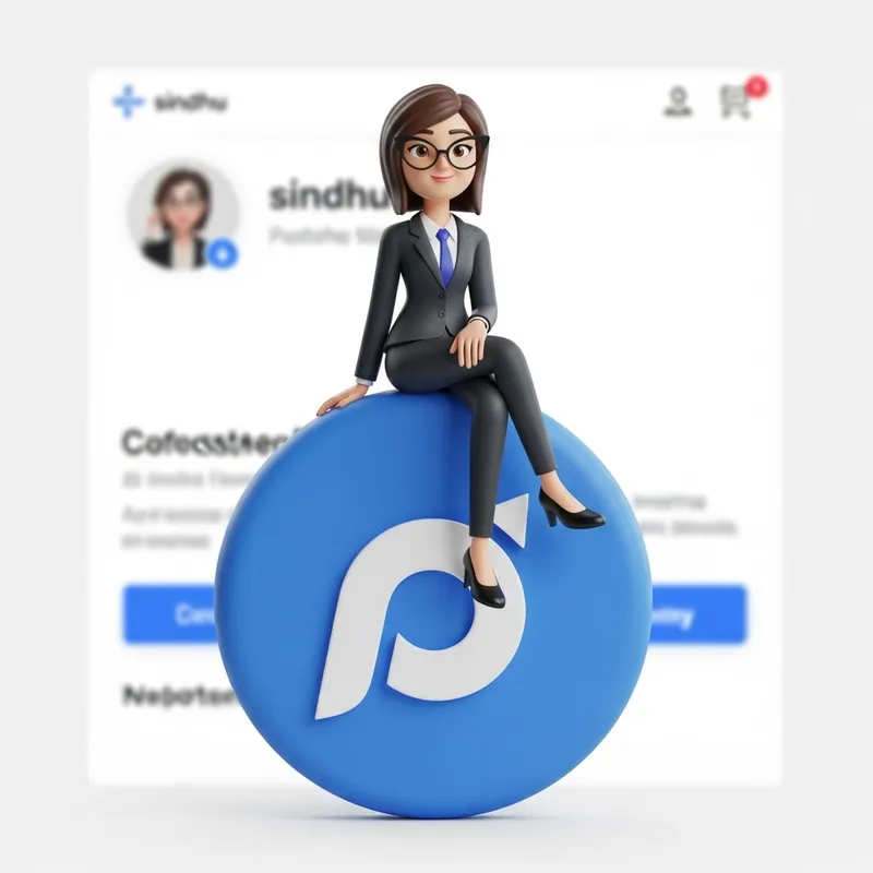 3D Illustration of Animated Woman on LinkedIn Logo 3D Illustration of Animated Woman on LinkedIn Logo