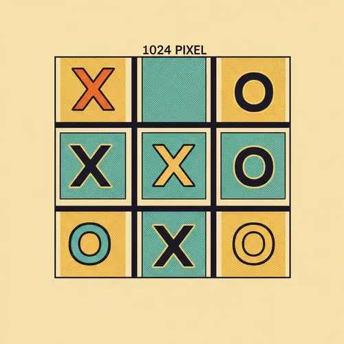 Vintage Style Tic-Tac-Toe Game - Retro Pixel Art Aesthetics