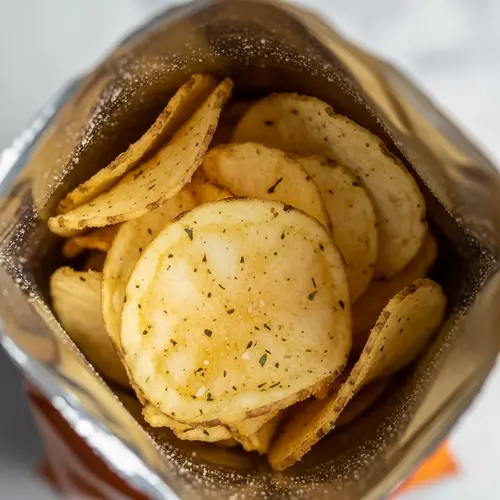 Golden Crispy Potato Chips with Salt & Herbs | Fresh Snacks