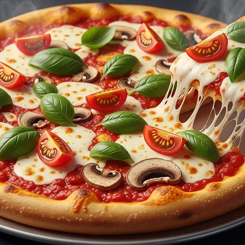 Delicious Freshly Baked Pizza with Tomato Sauce and Melty Mozzarella Cheese