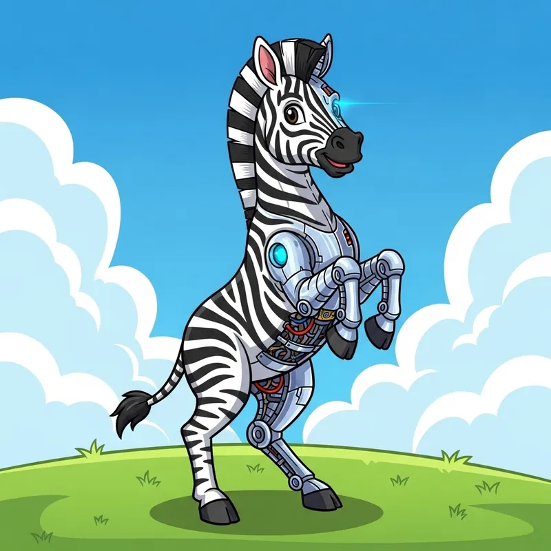 Cyborg Zebra Cartoon | Unique Animal Drawing