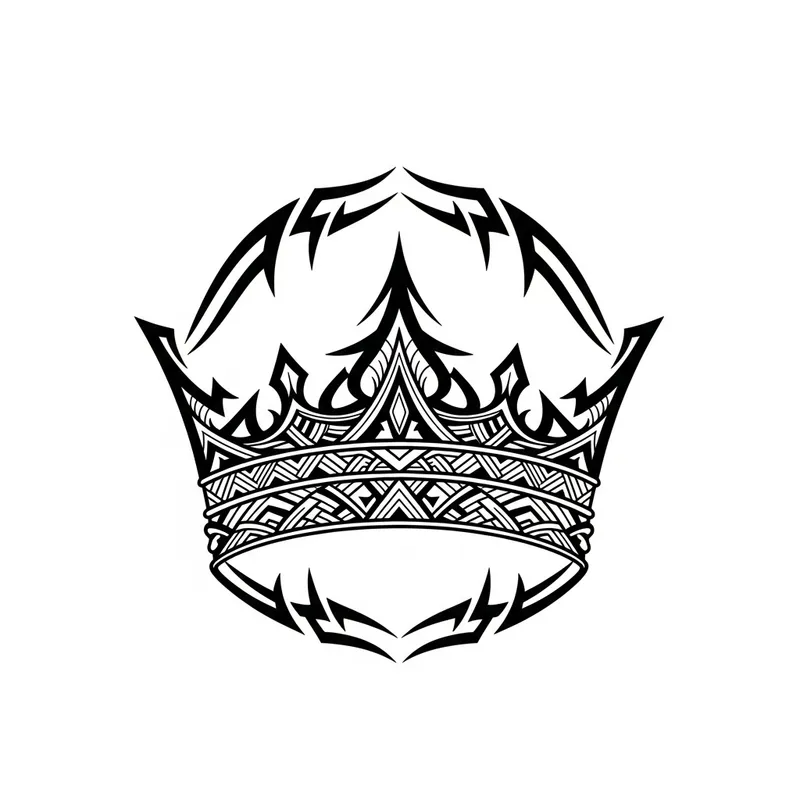 Intricate Tribal Crown Tattoo Design | Hidden Placement