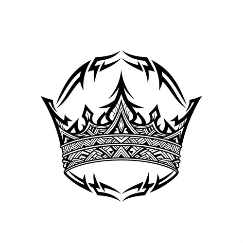 Unique Tribal Crown Tattoo Design | Below Waistline | Ancient Art Style