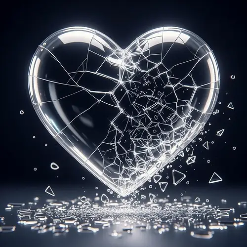 Fragile Glass Heart Shattering - Symbolizing Sorrow