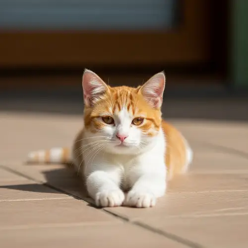 Tranquil Domestic House Cat Basking in Sunlight