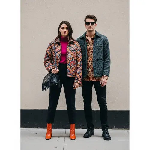 Stylish Italian Couple in Tribeca: Fashionable & Colorful