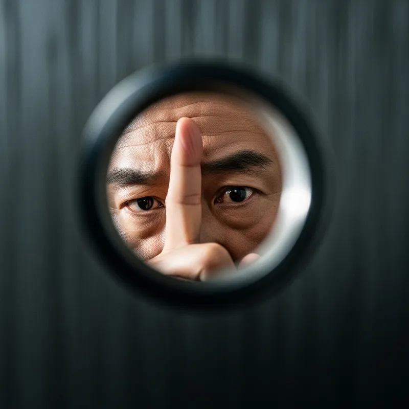 Kim Jong-un Suspiciously Peering Through Door Peephole