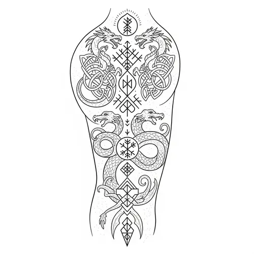 Scandinavian Mythology Tattoo Sketch Design Ideas