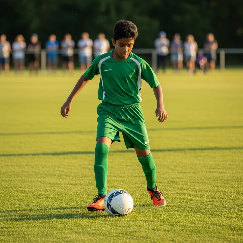 Soccer Kid Dribbling Ball on Vibrant Field