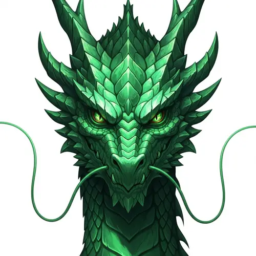 Majestic Emerald Dragon Head - Mythical Beauty & Grandeur