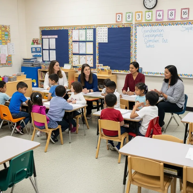 5 Diverse Teachers Engaging 20 Kindergarten Kids