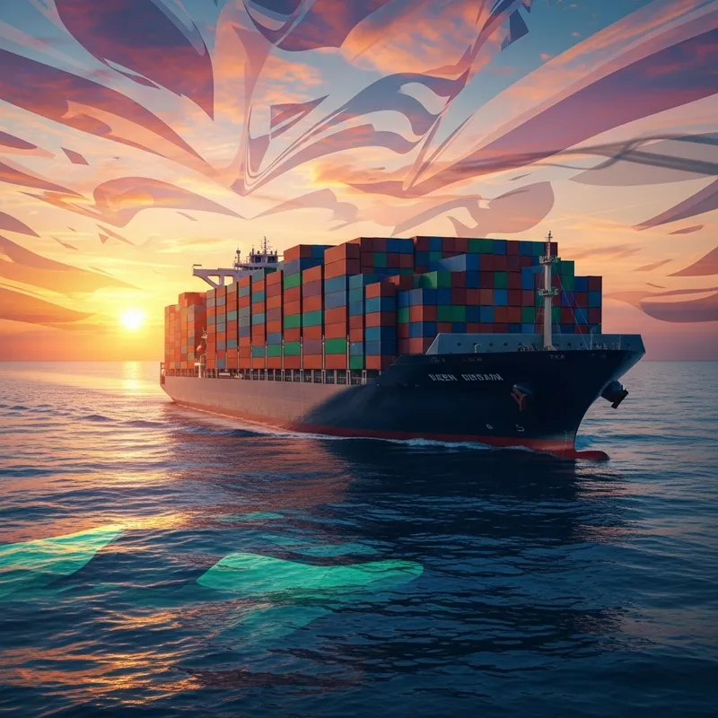 Container Ship at Sea: Abstract Scene