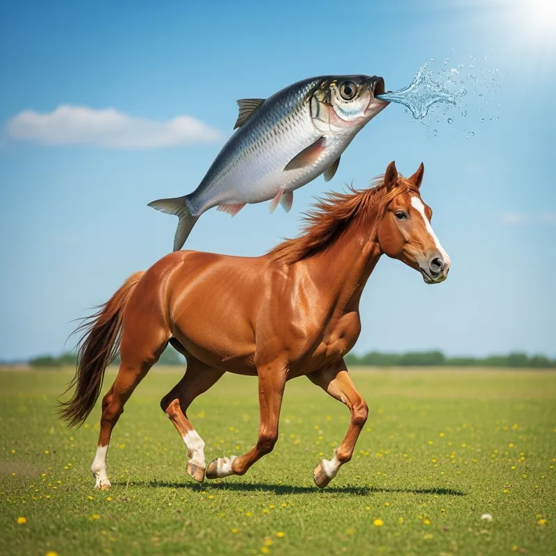 Joyful Herring Riding Horse Through Sunny Field
