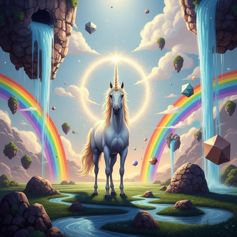 Dreamy Unicorn in an Abstract World