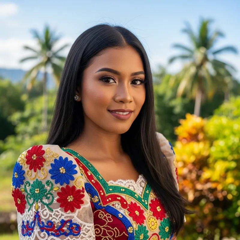 Beautiful Filipina Woman in Traditional Dress