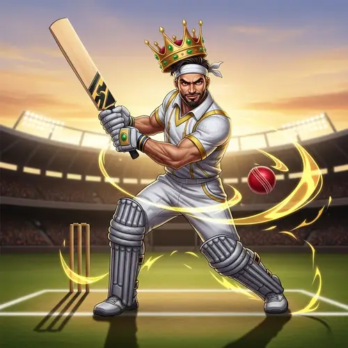 Prominent Cricket Player Illustration with Crown