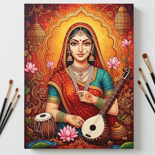 Colorful Painting of Traditional Indian Woman | Indian Culture Art