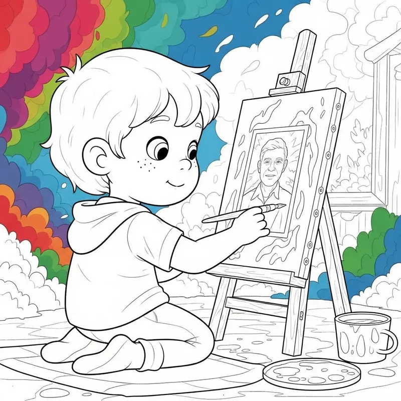 Whimsical Tribute Painting by Young Child | Imaginative Scene