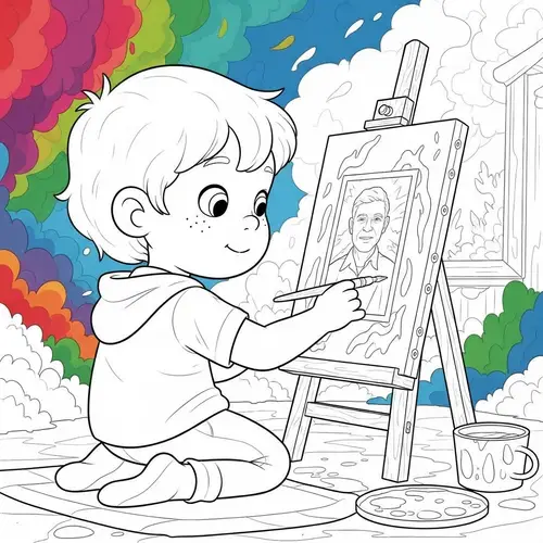 Young Child Painting Tribute Picture | Colorful Imaginative Scene
