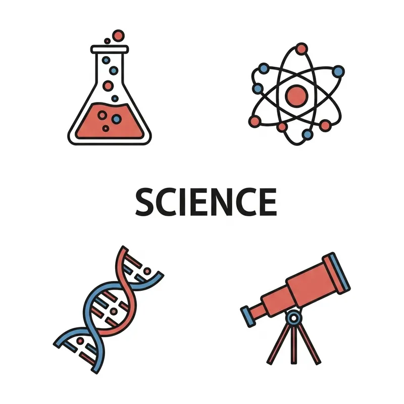 Science Icon Set in Two Colors - Vector Graphics