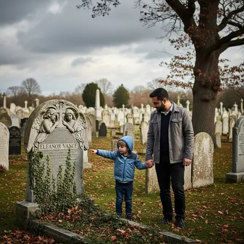 Cemetery Visit: Boy and Father at Grave | Emotional Scene