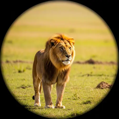 Majestic Lion on Grassy Savannah | Wildlife Photography